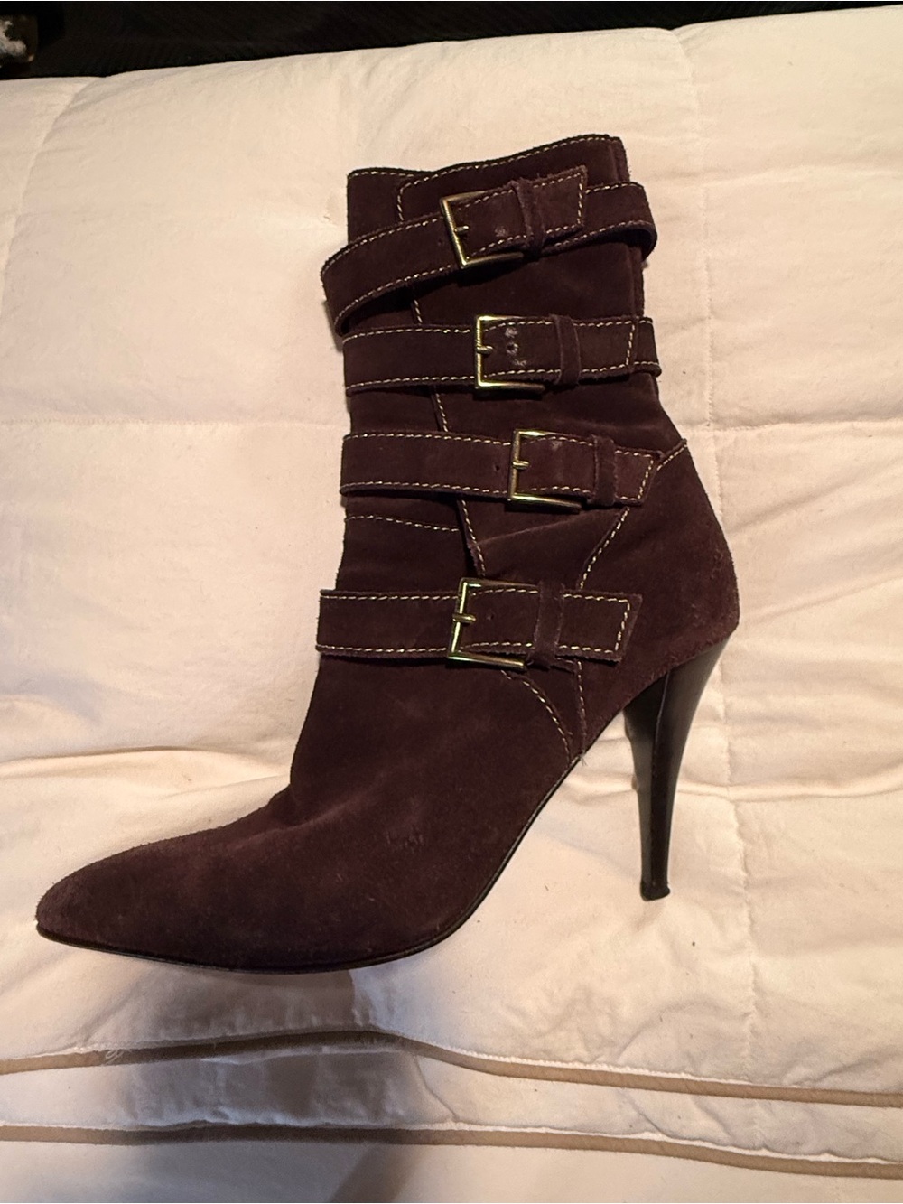 Archival VTG Roberto Cavalli Purple Suede Multi-Strap Buckle Ankle Boots 36.5